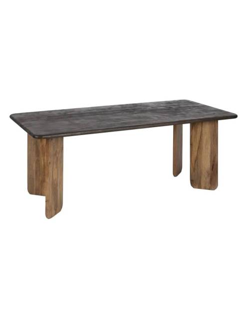 La mesa de comedor Santorini madera de mango es una pieza de diseño rústico que combina la elegancia y la calidez