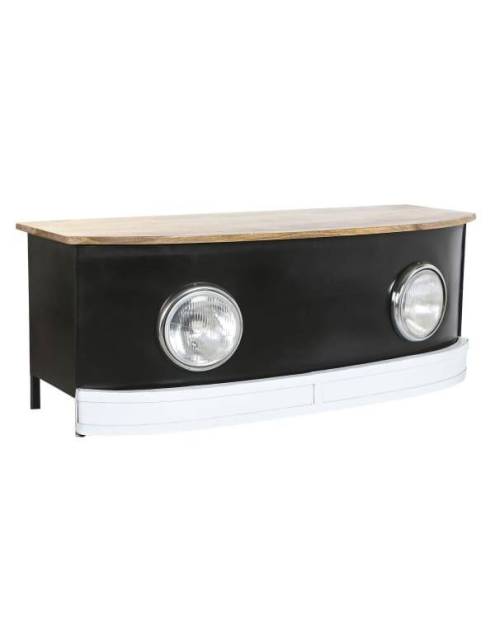 Mueble Tv Arcón Buga, una original mesa elaborada artesanalmente con focos y gran capacidad de almacenamiento.