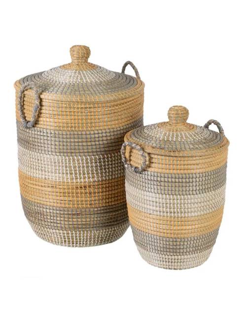 Set 2 cestos Indian Natur, una opción ideal para organizar y decorar el hogar con un estilo elegante y funcional.