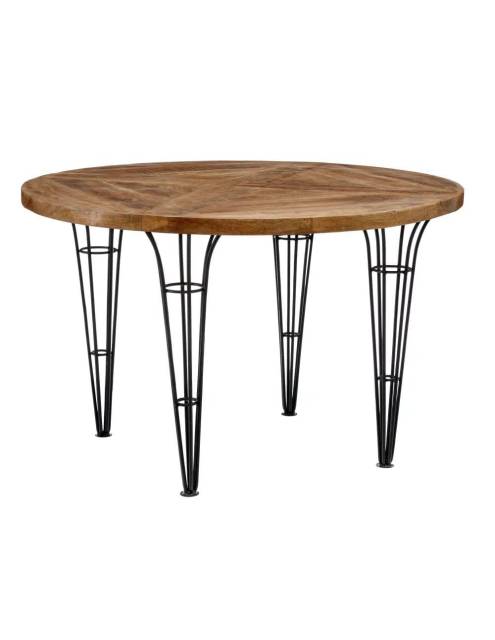 La mesa comedor Azores madera de mango es una pieza única y elegante que combina la calidez de la madera y el hierro