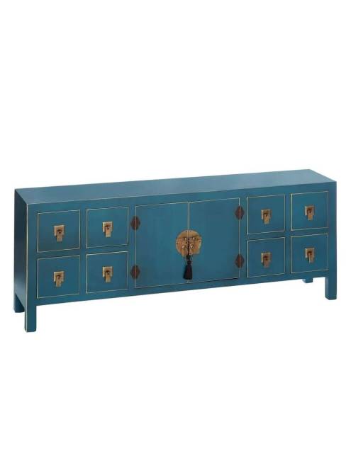 Si está buscando un mueble de TV que combine funcionalidad con diseño oriental, el mueble TV Kioto azul es la opción ideal