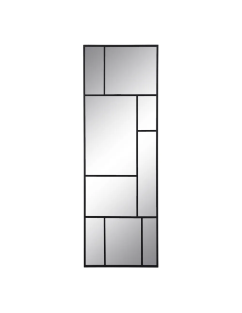 El espejo vertical reja negra tiene unas medidas de 150 x 50 cm, ideal para colocarlo en el recibidor, el dormitorio o el salón.