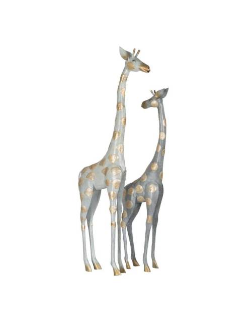 Set pareja de jirafas decorativas de metal compuesto por dos piezas de estos bellos y singulares animales.