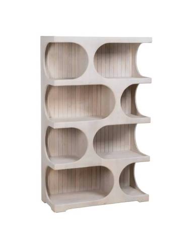 La estantería colmena blanco rozado madera de mango es una pieza de mobiliario excepcional que combina elegancia y funcionalidad