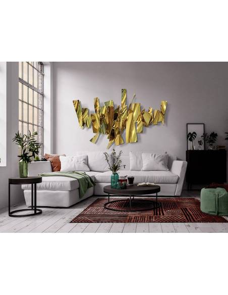 MURAL DE PARED FRACTURE ACERO DORADO