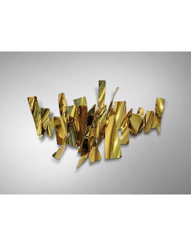 MURAL DE PARED FRACTURE ACERO DORADO