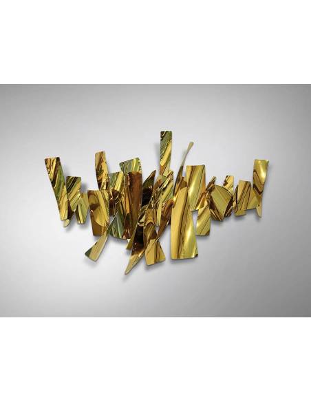 MURAL DE PARED FRACTURE ACERO DORADO