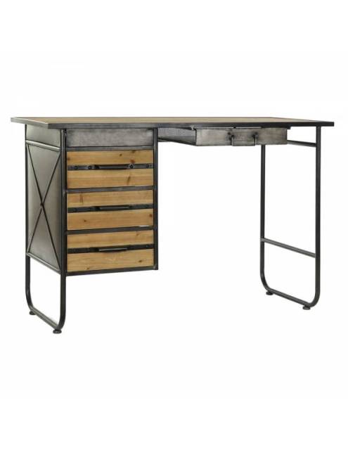 Mesa de escritorio de tipo industrial. Realizada artesanalmente en metal y madera dm. Una original y práctica mesa de despacho
