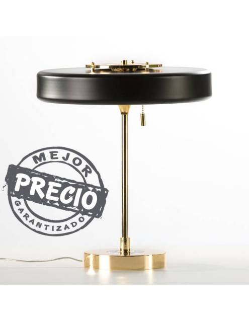 Lámpara de sobremesa de elegante diseño y acabado de primera calidad en metal dorado y negro