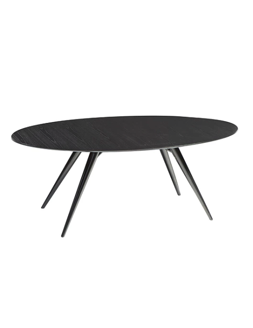 La elegante mesa ECLIPSE está diseñada por Morten Georgsen de Georgsen, y tiene una hermosa forma ovalada con patas cónicas
