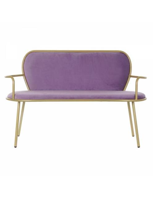 Líneas sencillas y elegantes en el banco Jacaranda violeta 2 plazas. Un sofá baco, de diáfano diseño y acabado chic.
