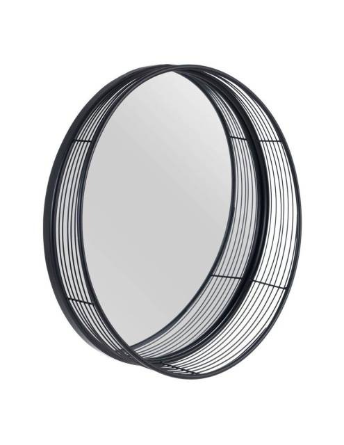 Decora la pared de tu hogar con el original espejo circular asimétrico negro metal