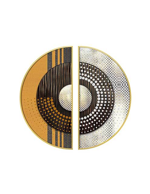 Cuadro diptico Mozambique circular formado por dos originales y llamativas semiesferas abstractas