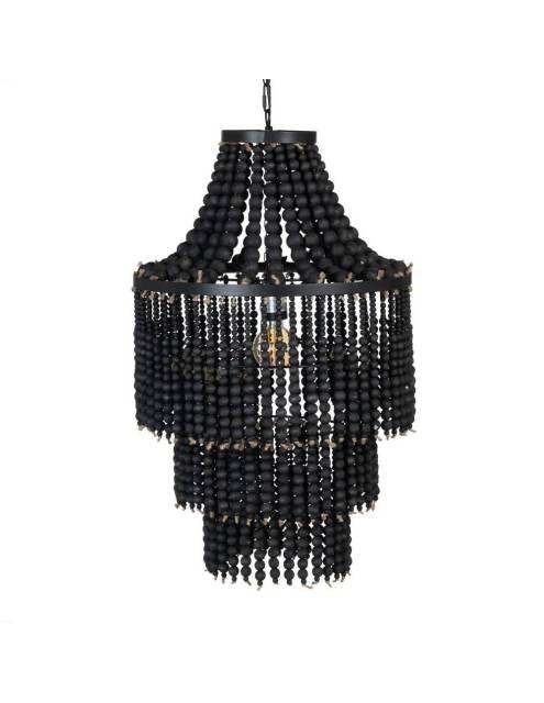 La lámpara de techo Paradise cuentas negras, es una elegante y singular lámpara de suspensión  de cascada de bolas negras.