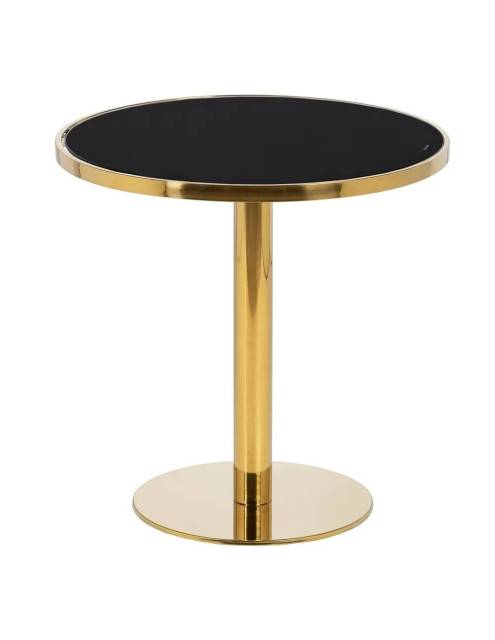 La mesa auxiliar acero inoxidable oro negro, tiene un elegante diseño vanguardista con encimera de cristal templado de 6 mm