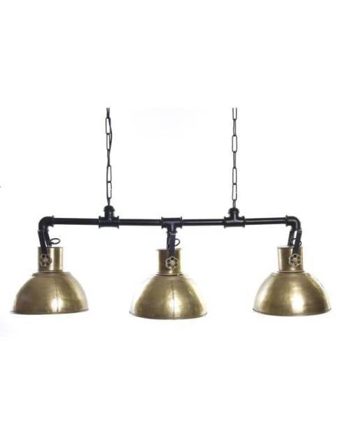 De diseño industrial con acabado en dorado metal, la lámpara de techo Kandal triple foco dorado
