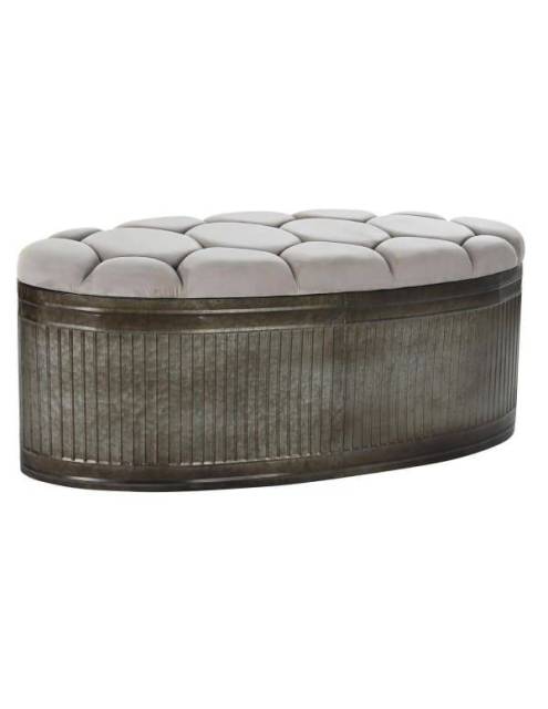 Banqueta baúl hexágonos terciopelo gris, un elegante asiento de almacenaje práctico y funcional