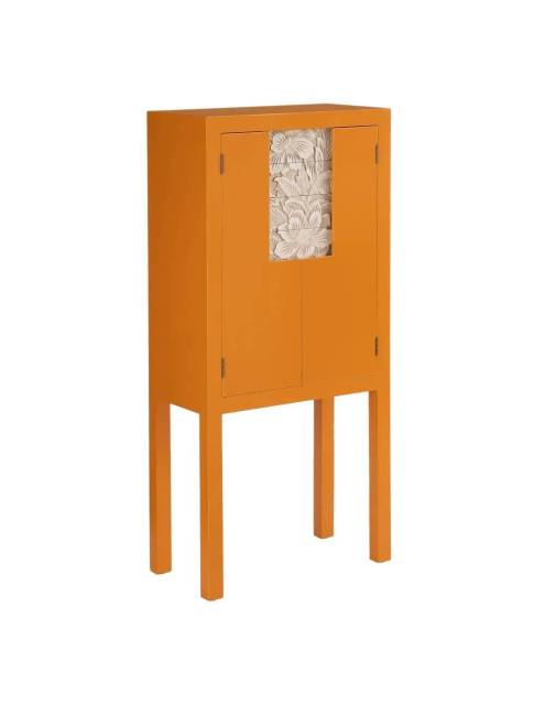 Armario cabinet oriental chic calabaza. Un mueble de elegante y llamativo diseño con cajones a la vista.