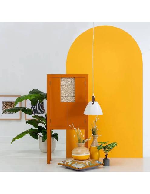 Armario cabinet oriental chic calabaza. Un mueble de elegante y llamativo diseño con cajones a la vista.