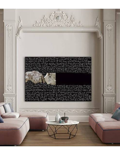 El cuadro fotograf铆a versos interruptus, est谩 impreso y montado en cristal templado. Incluye herraje para sujeci贸n a la pared.