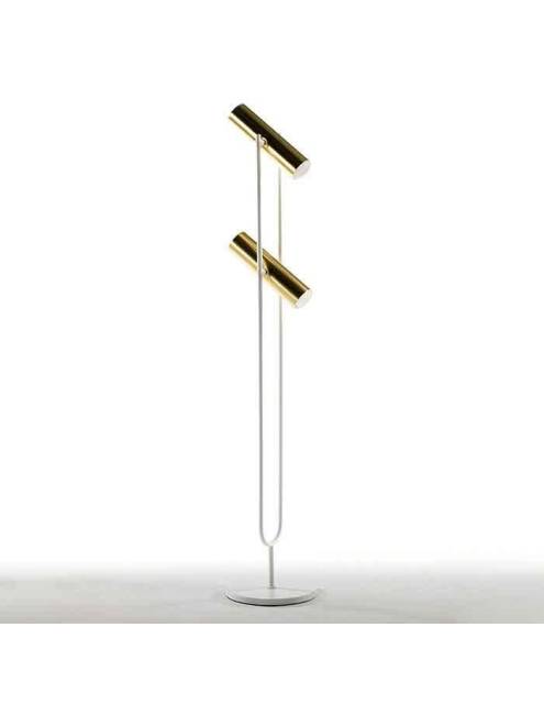 La lámpara de pie con pantalla 22x120 metal, está fabricada bajo un diseño modernista con doble foco