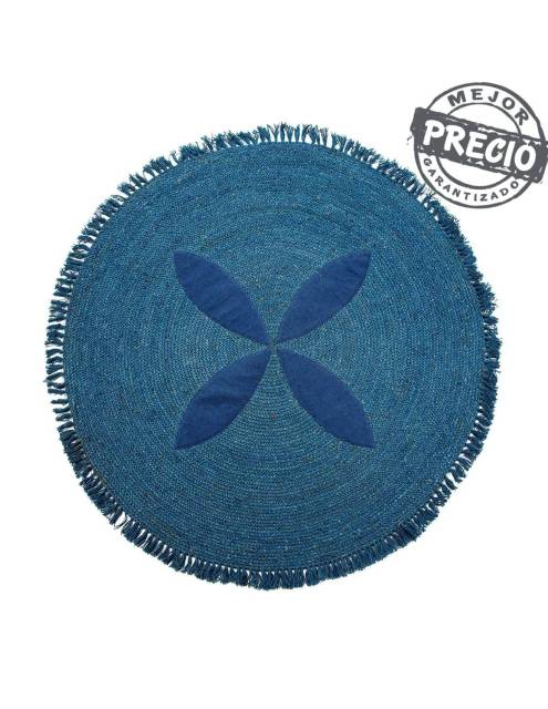 Exclusiva, funcional y artesanal la alfombra circular yute blue cuenta con un acabado en tonalidades azules