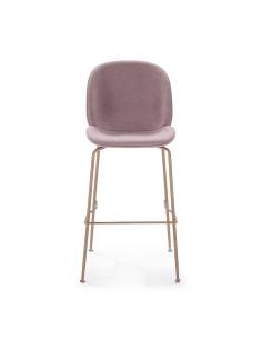 Taburete alto pink gold, un asiento de elegante tapizado rosa y estructura dorada. Un taburete que seduce. 2