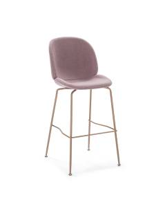 Taburete alto pink gold, un asiento de elegante tapizado rosa y estructura dorada. Un taburete que seduce.