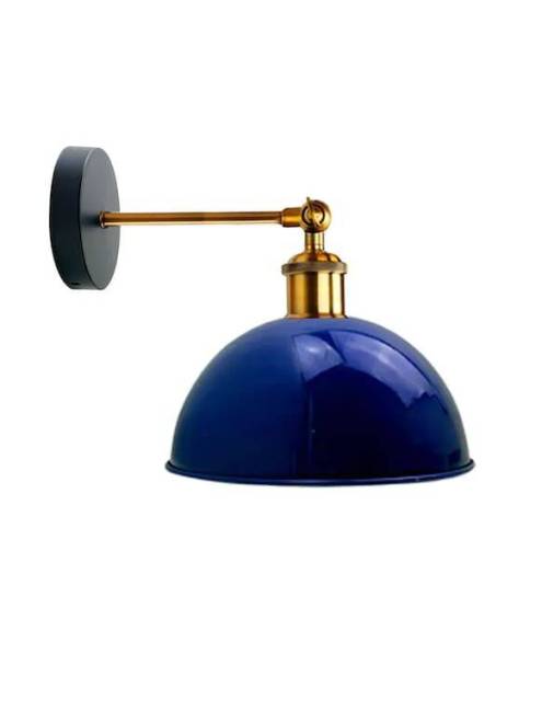Aplique de pared azul metal, una lámpara auxiliar sencilla pero muy elegante.