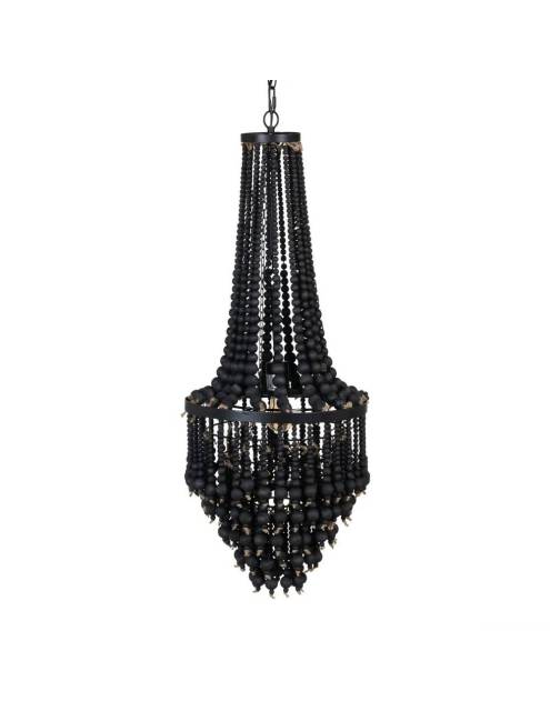 Lámpara de techo carámbano cuentas negra de elegante diseño y acabado cascada de bolas negras.