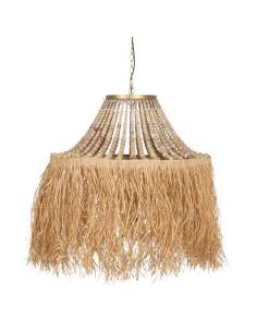 Lámpara de techo cabaña cuentas, una singular lámpara de suspensión de estilo agro, elaborada artesanalmente con fibra natural
