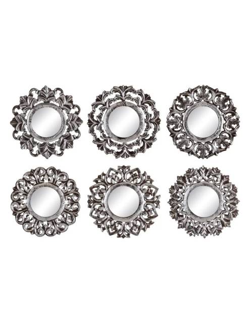 Set 6 espejos sexteto plata, un elegante conjunto de espejos de pared con marcos diferenciados