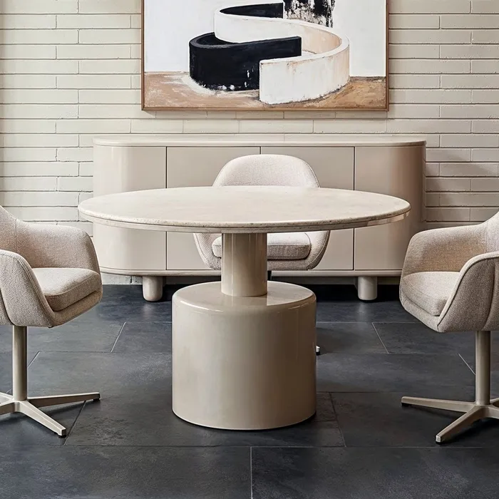 Mesa de Comedor Verona Beige Mármol 120 cm | Diseño Elegante
